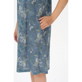 Платье  женское       трикотажное     с коротким рукавом  Зеленый, Синий  Абстракция   