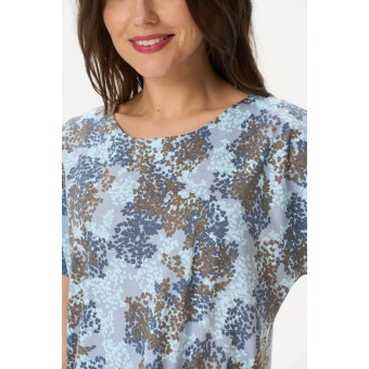 Платье  женское       трикотажное     с коротким рукавом  голубое  Принт