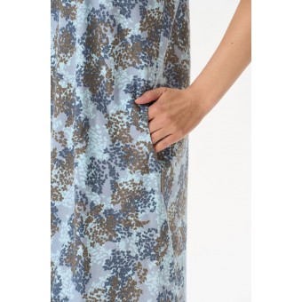 Платье  женское       трикотажное     с коротким рукавом  голубое  Принт