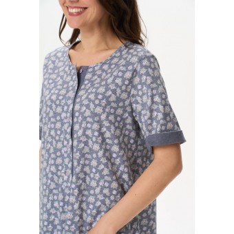 Платье  женское       трикотажное     с коротким рукавом  серое  Цветы