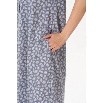 Платье  женское       трикотажное     с коротким рукавом  серое  Цветы