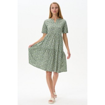 Платье  женское       из кулирки     с коротким рукавом  зеленое  Прованс