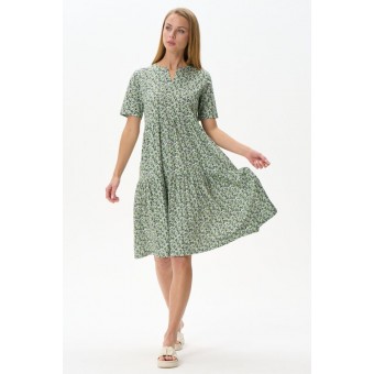 Платье  женское       из кулирки     с коротким рукавом  зеленое  Прованс