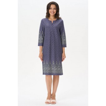 Платье  женское       трикотажное     с рукавом 3/4  фиолетовое  Цветы   