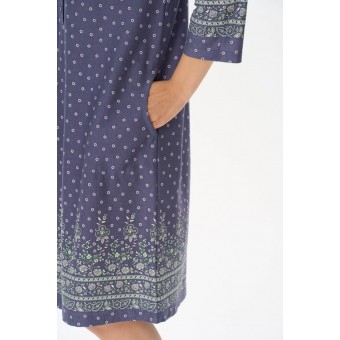 Платье  женское       трикотажное     с рукавом 3/4  фиолетовое  Цветы   