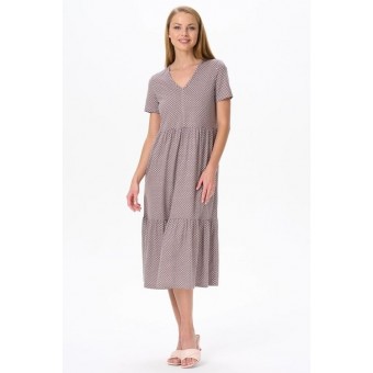 Платье  женское       трикотажное     с коротким рукавом  бежевое     