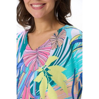 Платье  женское       трикотажное     с коротким рукавом  разноцветное  Листья