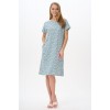 Платье женское трикотажное с коротким рукавом зеленое Цветы