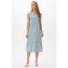 Платье женское трикотажное без рукавов зеленое Цветы