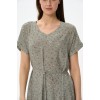 Платье женское трикотажное с коротким рукавом серое Цветы
