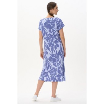 Платье  женское       Пенье     с коротким рукавом  Голубой, Синий  Цветы