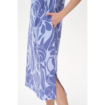 Платье  женское       Пенье     с коротким рукавом  Голубой, Синий  Цветы