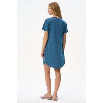 Платье  женское       Пенье     с коротким рукавом  синее  Рисунок