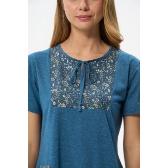 Платье  женское       Пенье     с коротким рукавом  синее  Рисунок