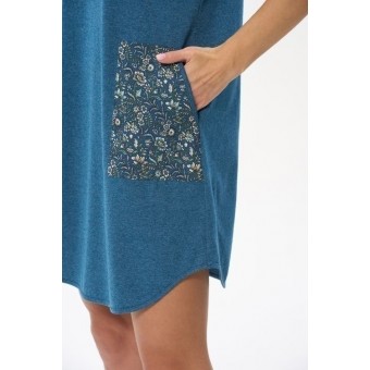 Платье  женское       Пенье     с коротким рукавом  синее  Рисунок