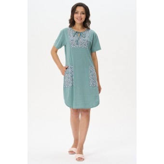 Платье  женское       Пенье     с коротким рукавом  зеленое  Рисунок