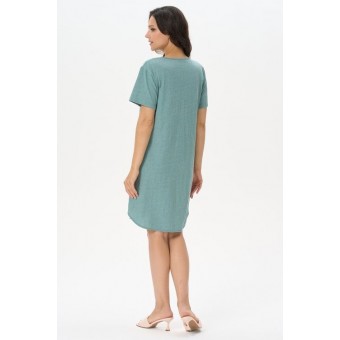 Платье  женское       Пенье     с коротким рукавом  зеленое  Рисунок