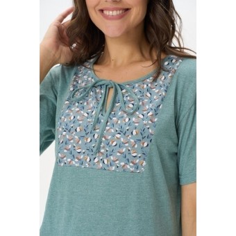 Платье  женское       Пенье     с коротким рукавом  зеленое  Рисунок