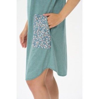 Платье  женское       Пенье     с коротким рукавом  зеленое  Рисунок