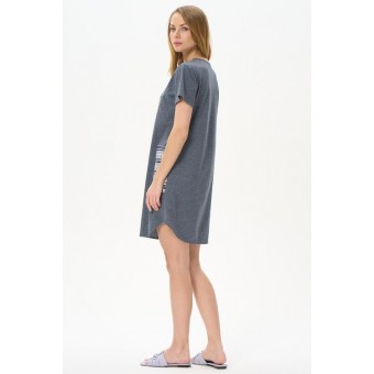 Платье  женское       Пенье     с коротким рукавом  серое  Рисунок