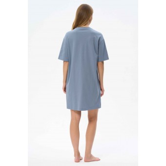 Платье  женское       трикотажное     с рукавом 1/2  серое  Растения