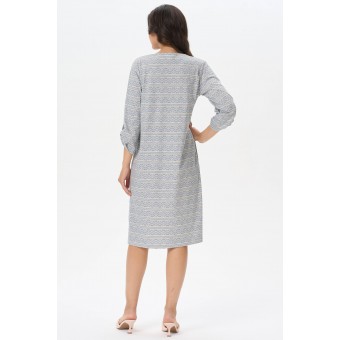 Платье  женское       трикотажное     с рукавом 1/2  серое  Орнамент
