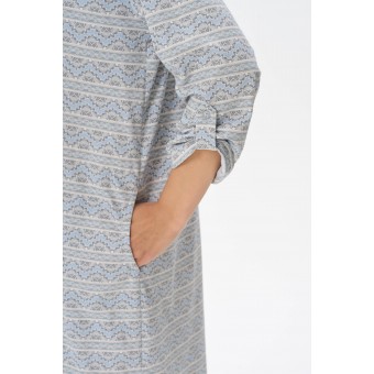 Платье  женское       трикотажное     с рукавом 1/2  серое  Орнамент