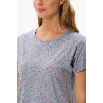 Платье  женское       Пенье     с коротким рукавом  серое  Листья