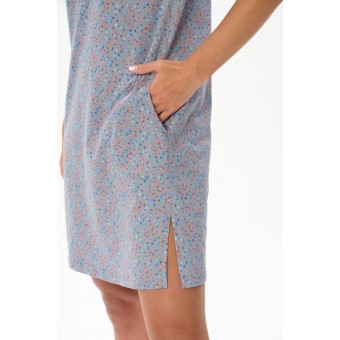 Платье  женское       Пенье     с коротким рукавом  серое  Листья