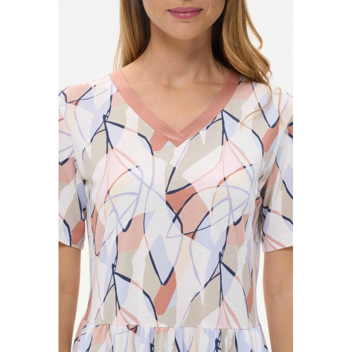 Платье женское из кулирки с коротким рукавом разноцветное Геометрия