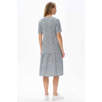 Платье  женское       из кулирки     с коротким рукавом  Белый, Голубой  Прованс