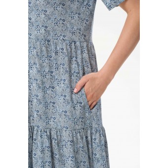 Платье  женское       из кулирки     с коротким рукавом  Белый, Голубой  Прованс