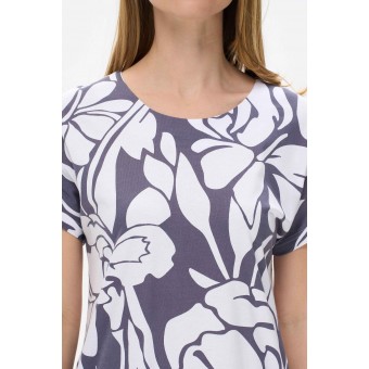 Платье  женское       Пенье     с коротким рукавом  Белый, Серый