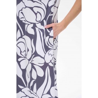 Платье  женское       Пенье     с коротким рукавом  Белый, Серый