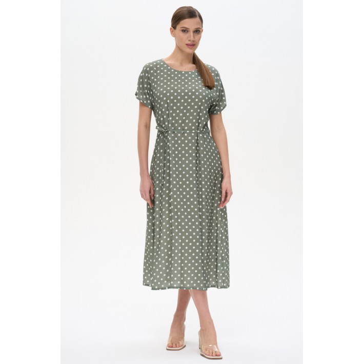 Платье женское Штапель с коротким рукавом зеленое