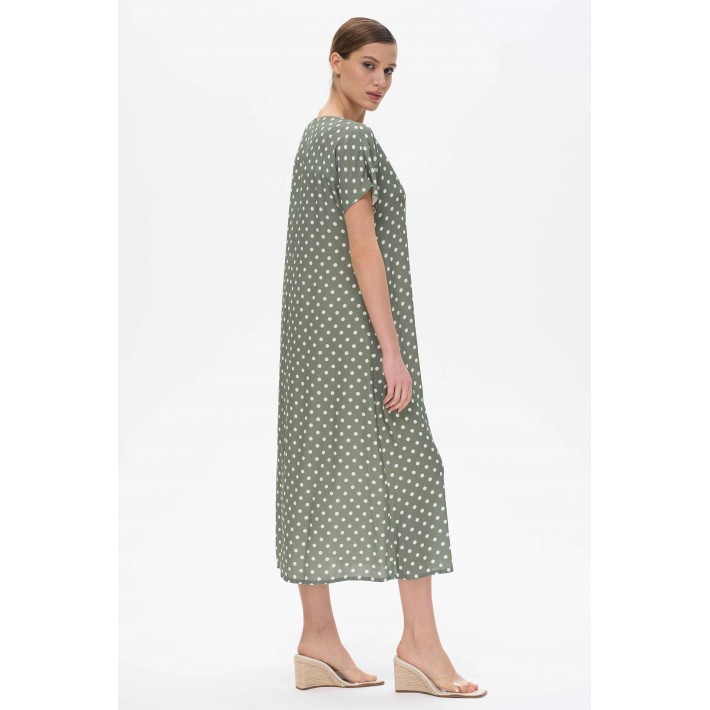 Платье женское Штапель с коротким рукавом зеленое