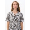 Платье женское из кулирки с коротким рукавом Бежевый, Черный Абстракция