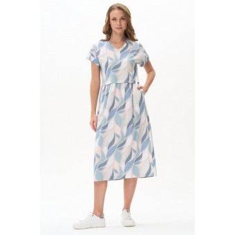 Платье  женское       из кулирки     с коротким рукавом  разноцветное  Абстракция   