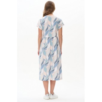 Платье  женское       из кулирки     с коротким рукавом  разноцветное  Абстракция   