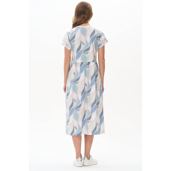 Платье женское из кулирки с коротким рукавом разноцветное Абстракция