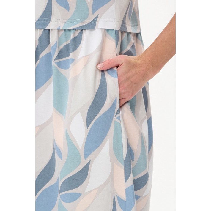 Платье женское из кулирки с коротким рукавом разноцветное Абстракция