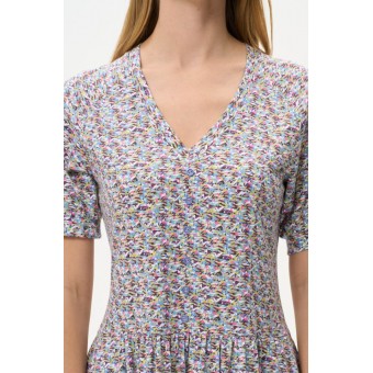 Платье  женское       из кулирки     с коротким рукавом  разноцветное     