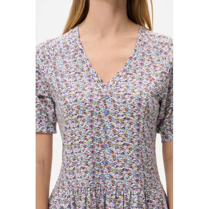 Платье женское из кулирки с коротким рукавом разноцветное