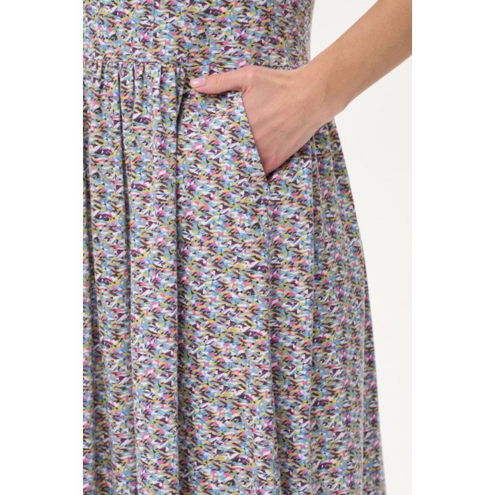 Платье женское из кулирки с коротким рукавом разноцветное