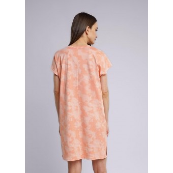 Платье  женское       трикотажное     с коротким рукавом  оранжевое  Животные