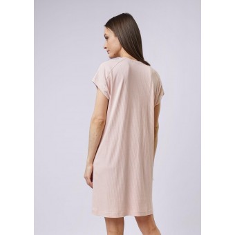 Платье  женское       Кашкорсе     с коротким рукавом  розовое  однотонное