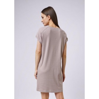 Платье  женское       Кашкорсе     с коротким рукавом  бежевое  однотонное
