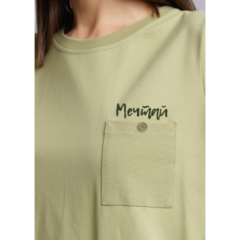 Платье  женское       трикотажное     с длинным рукавом  хаки  однотонное