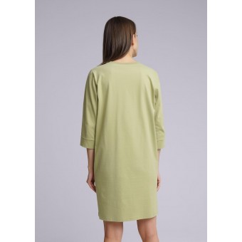 Платье  женское       трикотажное     с длинным рукавом  хаки  однотонное
