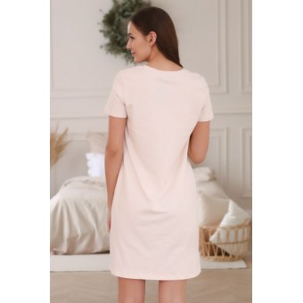 Платье  женское       трикотажное     с коротким рукавом  розовое  Животные   